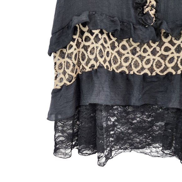 Lily by Firmiana Vintage Women's Lagenlook A-line Mixed Fabric Tiered Blouse - Picture 3 of 7